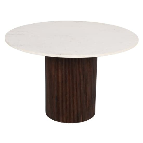 Ocala White Marble And Wood Round Dining Table In Dark Mahogany_2