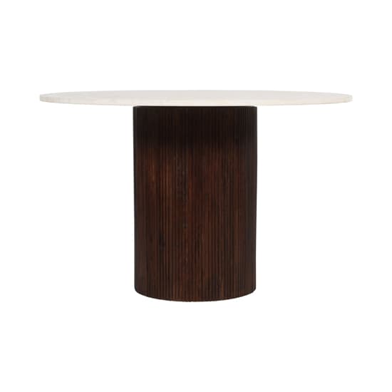Ocala White Marble And Wood Round Dining Table In Dark Mahogany_3
