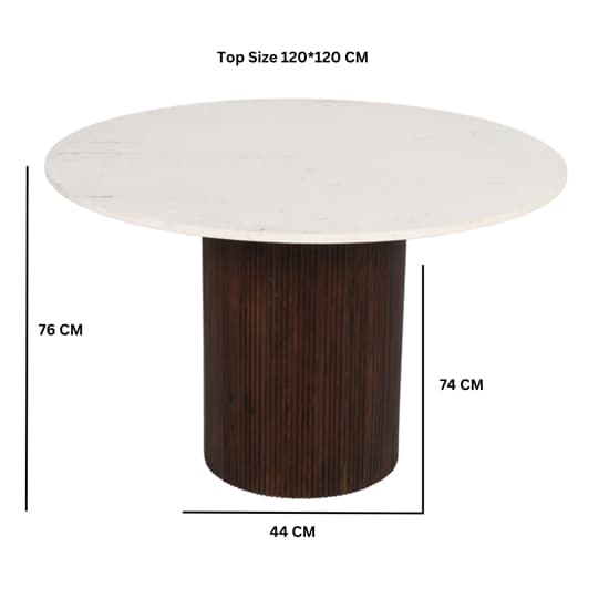 Ocala White Marble And Wood Round Dining Table In Dark Mahogany_4
