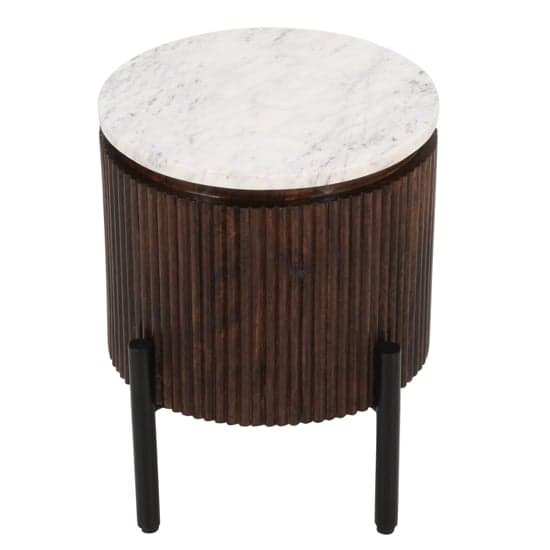Ocala White Marble And Wood Side Table In Dark Mahogany_2