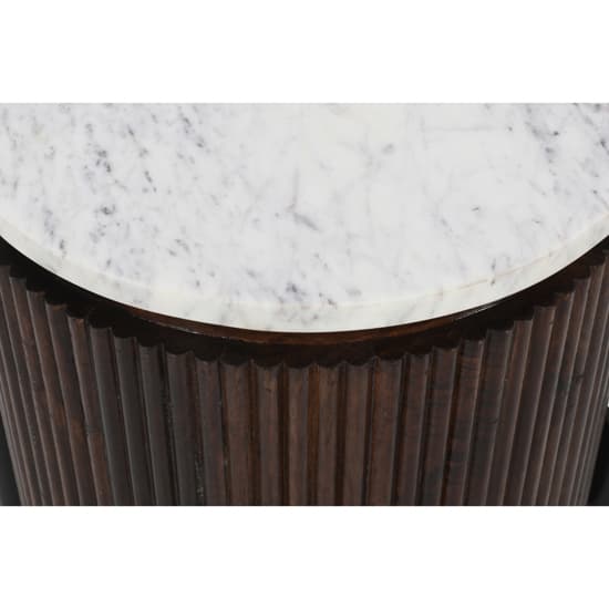 Ocala White Marble And Wood Side Table In Dark Mahogany_6