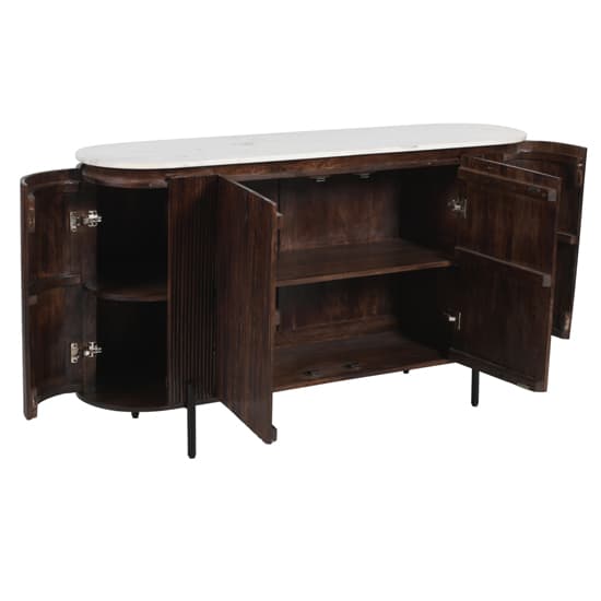 Ocala White Marble And Wood Sideboard Large In Dark Mahogany_4