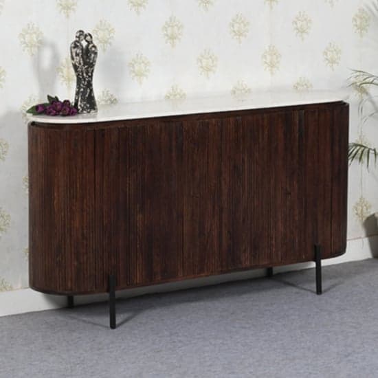 Ocala White Marble And Wood Sideboard Large In Dark Mahogany_1
