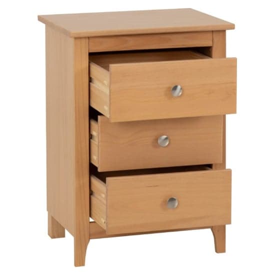 Ocala Wooden Bedside Cabinet With 3 Drawers In Antique Pine_3