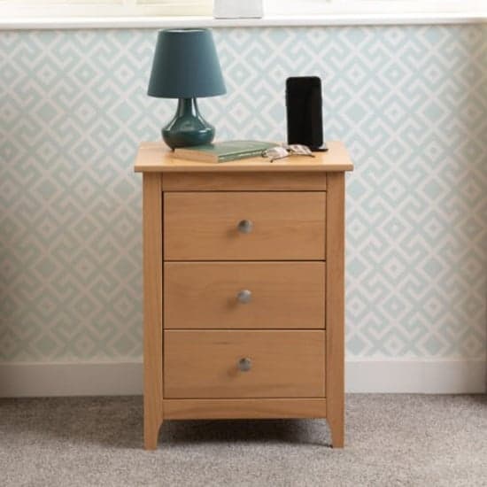 Ocala Wooden Bedside Cabinet With 3 Drawers In Antique Pine_1