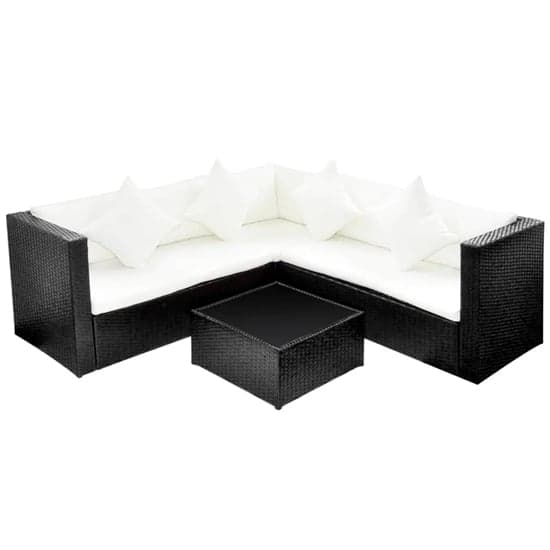 Ockley Rattan 4 Piece Garden Lounge Set With Cushions In Black_2