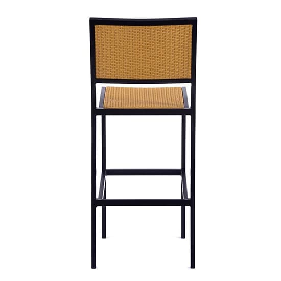 Oderico Outdoor Bar Chair In Black With Teak Rattan Furniture in Fashion