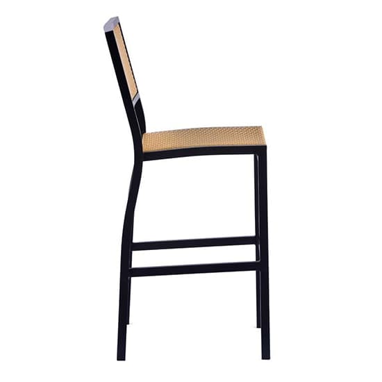 Oderico Outdoor Bar Chair In Black With Teak Rattan_4