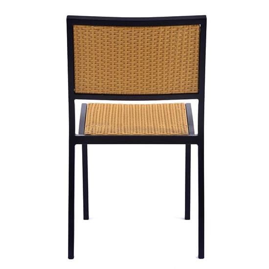 Oderico Outdoor Side Chair In Black With Teak Rattan_4