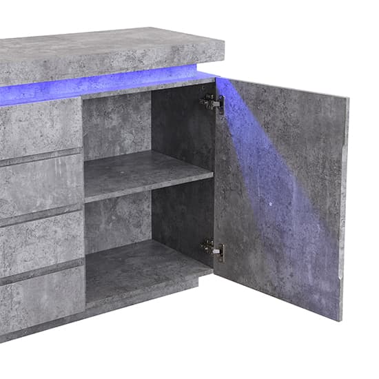 Odessa Sideboard With 2 Door 4 Drawer In Concrete Effect And LED_12