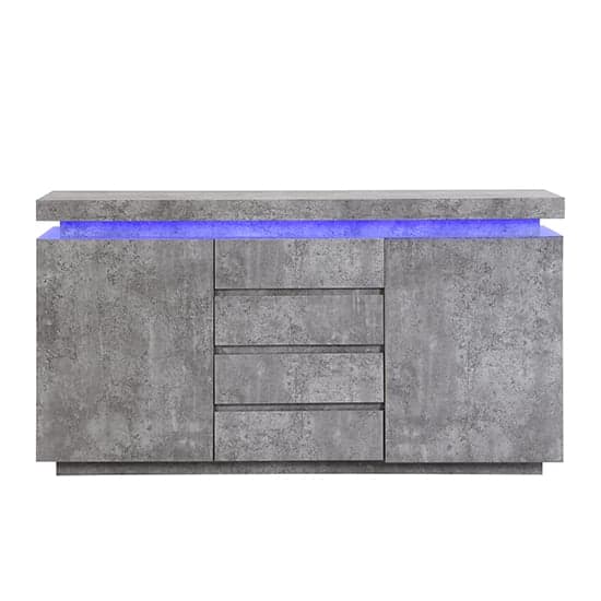 Odessa Sideboard With 2 Door 4 Drawer In Concrete Effect And LED_3