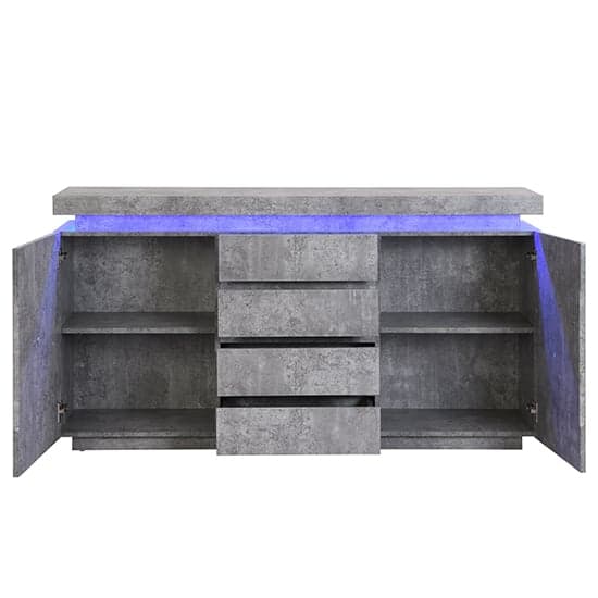 Odessa Sideboard With 2 Door 4 Drawer In Concrete Effect And LED_4