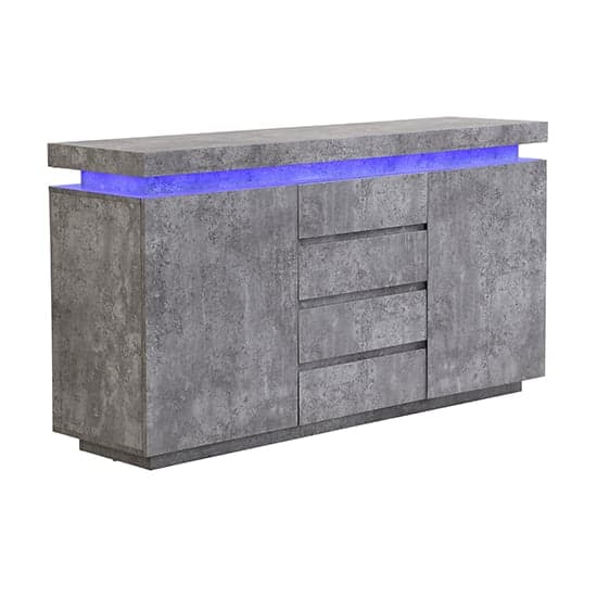 Odessa Sideboard With 2 Door 4 Drawer In Concrete Effect And LED_7