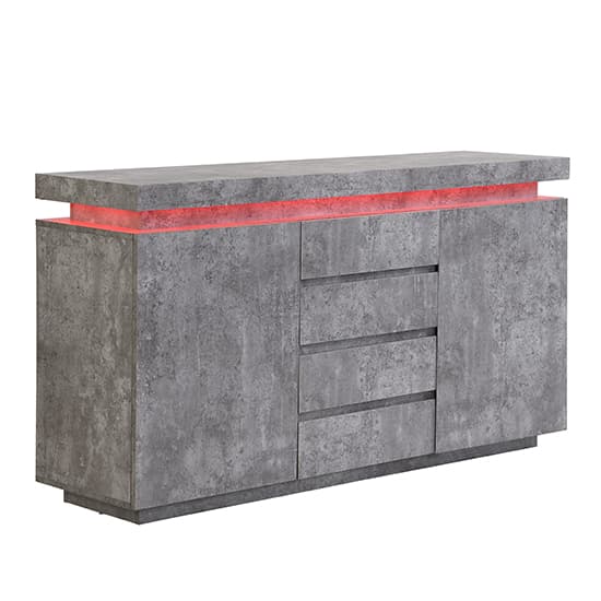 Odessa Sideboard With 2 Door 4 Drawer In Concrete Effect And LED_8