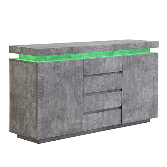 Odessa Sideboard With 2 Door 4 Drawer In Concrete Effect And LED_9