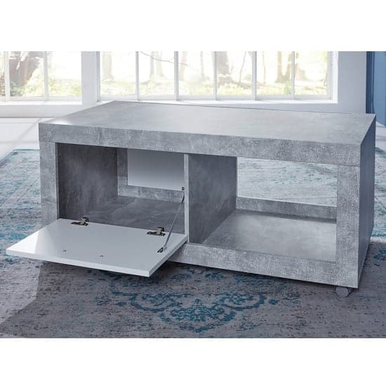 Odile TV Stand In Stone Cement Grey And White With 1 Door_2