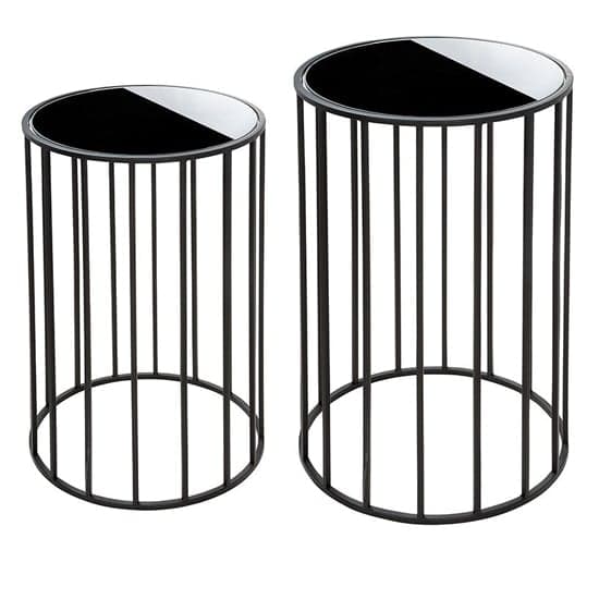 Ojai Black Glass Set Of 2 Side Table Round With Metal Frame_2