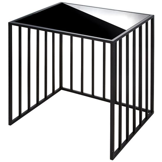 Ojai Black Glass Set Of 2 Side Table Straight With Metal Frame_3