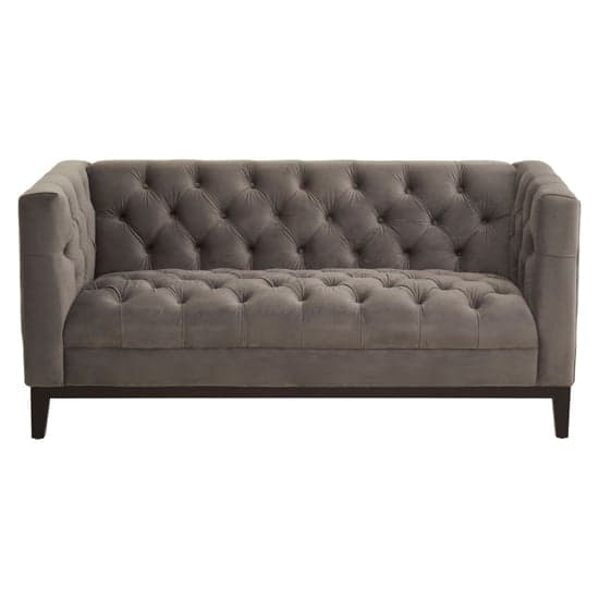 Okab Upholstered Velvet 2 Seater Sofa In Grey_2