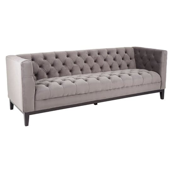 Okab Upholstered Velvet 3 Seater Sofa In Grey_2
