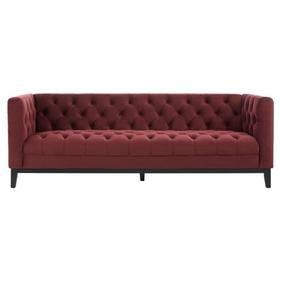 Okab Upholstered Velvet 3 Seater Sofa In Red_3
