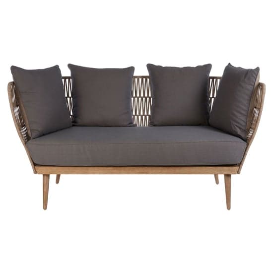 Okala Woven Rope 3 Seater Sofa With Wooden Frame In Dark Grey_2