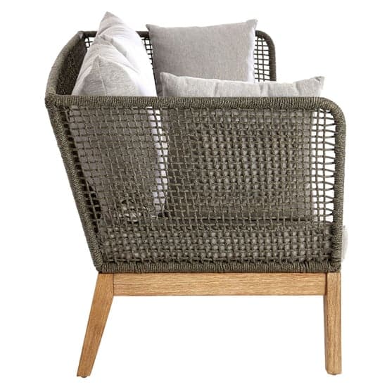 Okala Woven Rope 3 Seater Sofa With Wooden Frame In Light Grey_4