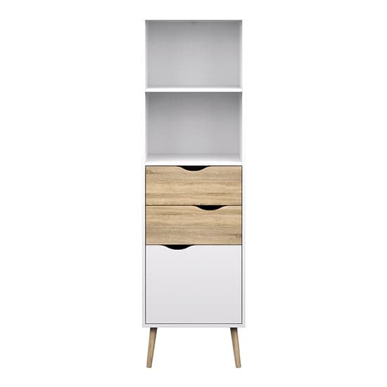Oklo 1 Door 2 Drawers Bookcase In White And Oak_2