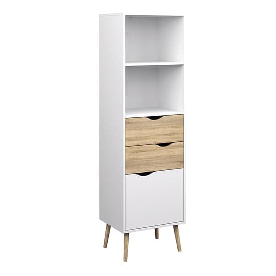 Oklo 1 Door 2 Drawers Bookcase In White And Oak_1