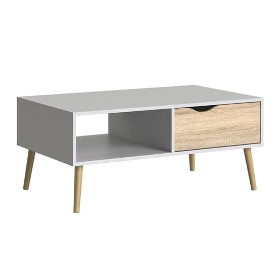 Oklo 1 Drawer Wooden Storage Coffee Table In White And Oak_2