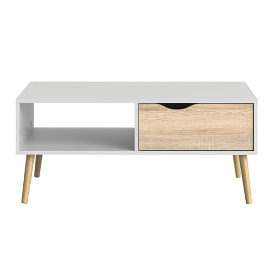 Oklo 1 Drawer Wooden Storage Coffee Table In White And Oak_3