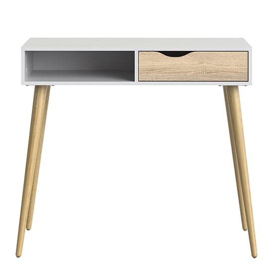 Oklo 1 Drawer 1 Shelf Console Table In White And Oak_2