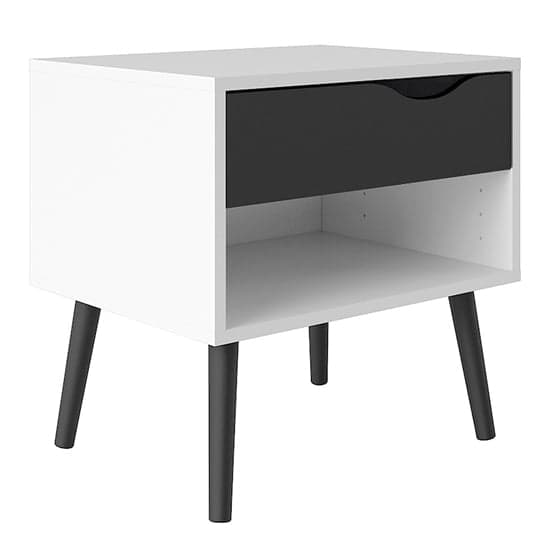 Oklo Wooden 1 Drawer Bedside Cabinet In White And Matt Black_2