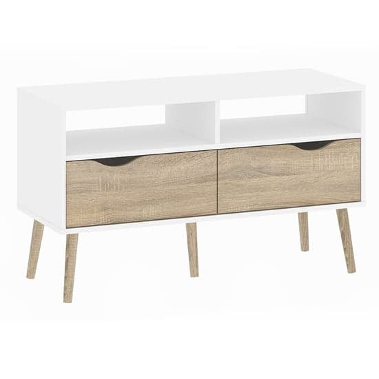 Oklo Wooden 2 Drawers 2 Shelves TV Stand In White And Oak_3