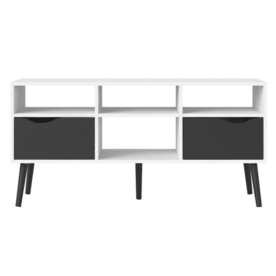 Oklo Wooden 2 Drawers 4 Shelves TV Stand In White And Matt Black_2