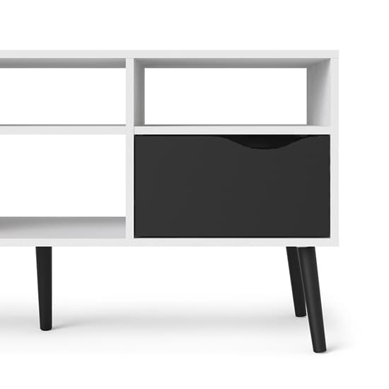 Oklo Wooden 2 Drawers 4 Shelves TV Stand In White And Matt Black_5
