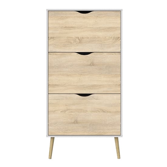 Oklo Wooden 3 Drawers Shoe Storage Cabinet In White And Oak_2