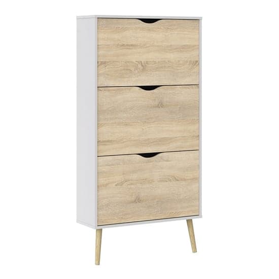 Oklo Wooden 3 Drawers Shoe Storage Cabinet In White And Oak_3
