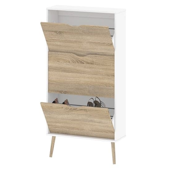 Oklo Wooden 3 Drawers Shoe Storage Cabinet In White And Oak_4