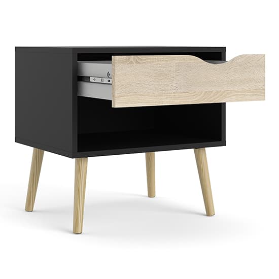 Oklo Wooden Bedside Cabinet With 1 Drawer In Black And Oak_3