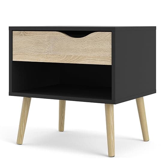 Oklo Wooden Bedside Cabinet With 1 Drawer In Black And Oak_5