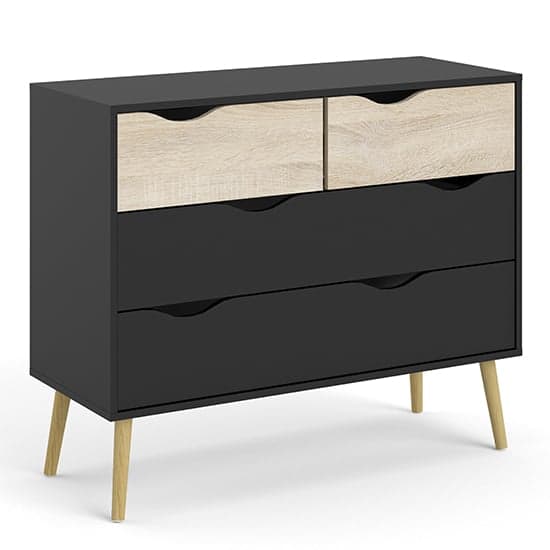 Oklo Wooden Chest Of 4 Drawers In Black And Oak_2