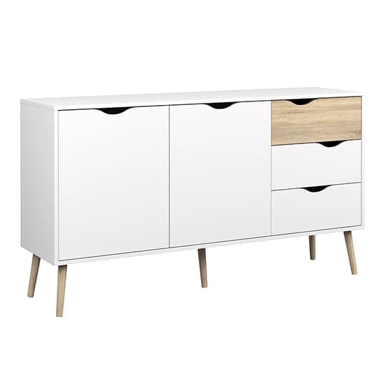 Oklo Large 2 Doors 3 Drawers Sideboard In White And Oak_2