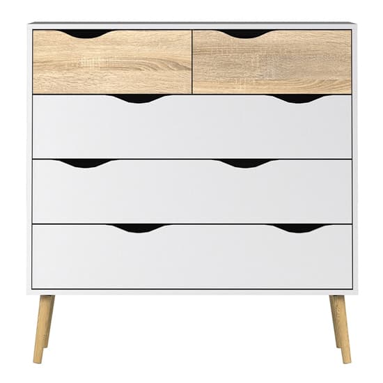 Oklo Wooden Chest Of 5 Drawers In White And Oak_2