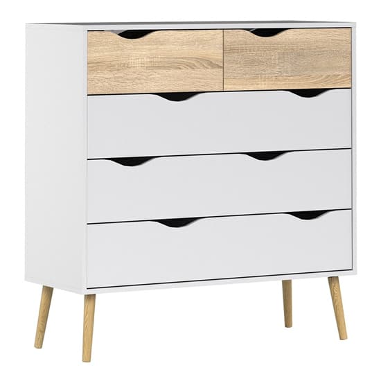 Oklo Wooden Chest Of 5 Drawers In White And Oak_3