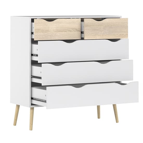 Oklo Wooden Chest Of 5 Drawers In White And Oak_4