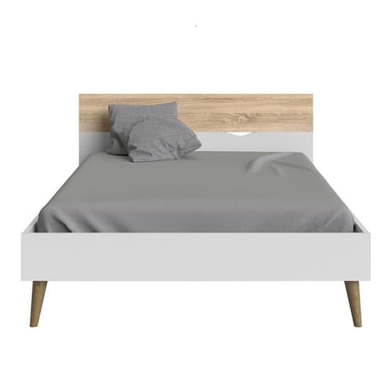 Oklo Wooden Double Bed In White And Oak_3