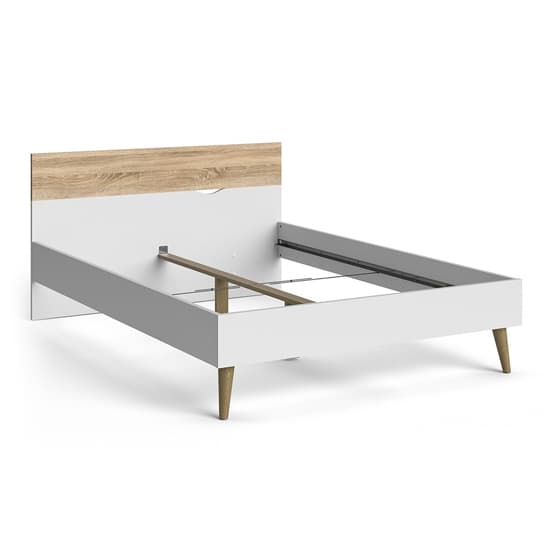 Oklo Wooden Double Bed In White And Oak_4