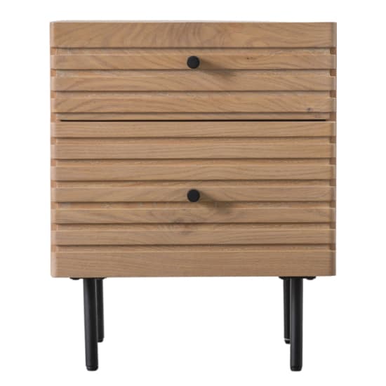 Okonma Wooden Bedside Cabinet With Metal Legs In Oak_3