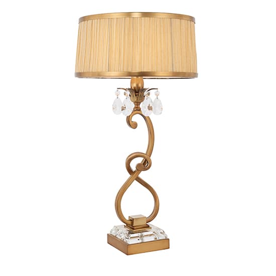 Oksana Medium Table Lamp In Antique Brass With Beige Shade_4